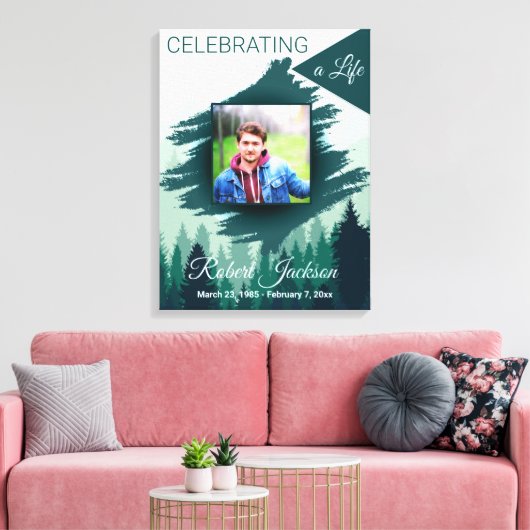 Levengedenkwaardig groene pijnbomenbos foto canvas afdruk (Insitu (Woonkamer))
