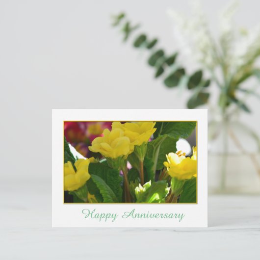 Levengele tuinbloemen blij met je verjaardag briefkaart (Staand voorkant)