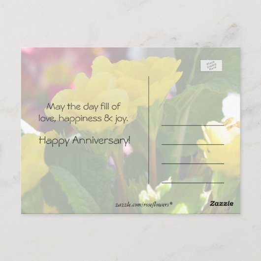 Levengele tuinbloemen blij met je verjaardag briefkaart (Achterkant)