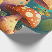 Levengroene, schattige baby-muchrooms cadeaupapier (Hoek)