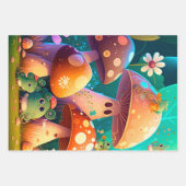 Levengroene, schattige baby-muchrooms inpakpapier vel (Voorkant 2)