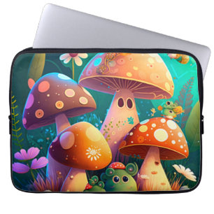 Levengroene, schattige baby-muchrooms laptop sleeve