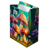 Levengroene, schattige baby-muchrooms medium cadeauzakje (Voorkant Gekanteld)