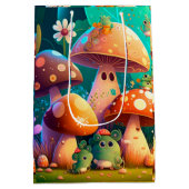 Levengroene, schattige baby-muchrooms medium cadeauzakje (Achterkant)