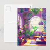 Levenkamer vol met tropische Planten AI Generated Briefkaart (Voorkant / Achterkant)