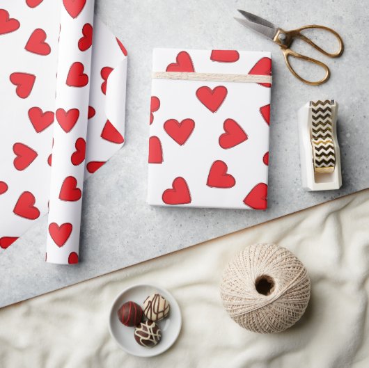 Levenrode harten cadeaupapier (Crafts)