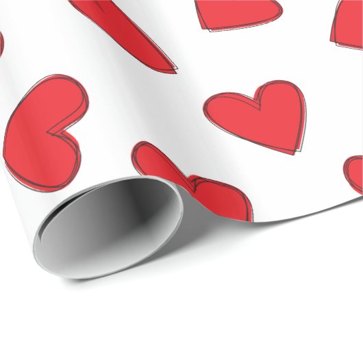 Levenrode harten cadeaupapier (Rol Hoek)