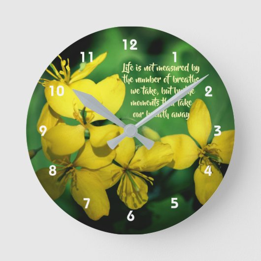 Levens Inspirerende Spreuk Wilde Bloemen Ronde Klok (Voorkant)