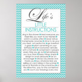 Levens Kleine Instructies Aqua Blauwe Poster (Voorkant)
