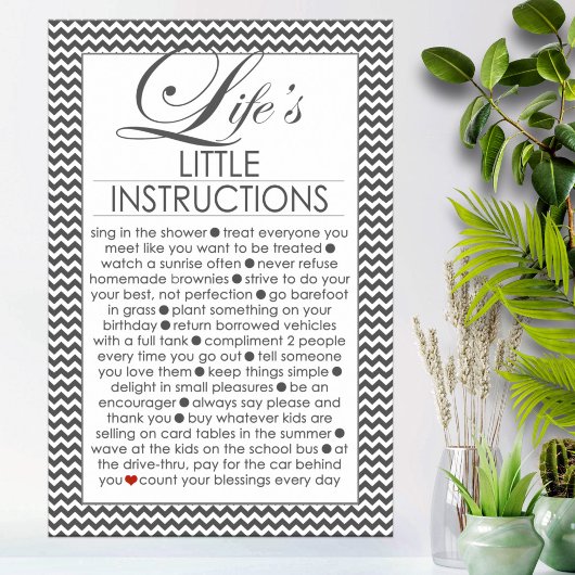 Levens Kleine Instructies Houtskoolzwart Poster