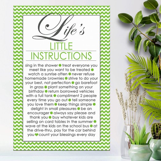 Levens Kleine Instructies Lime Groen Poster