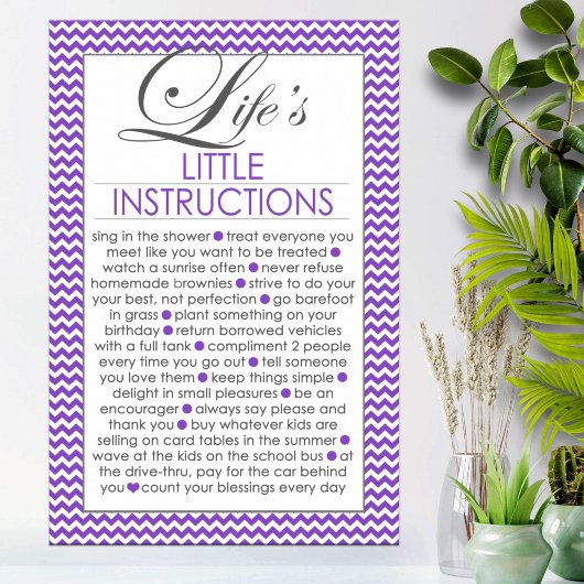 Levens Kleine Instructies Paars Poster