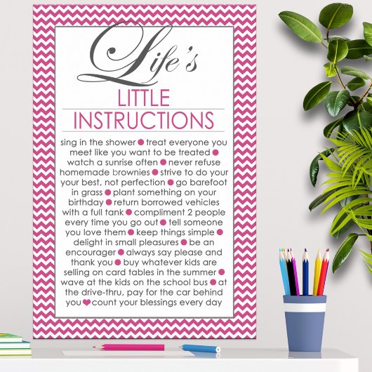 Levens Kleine Instructies Roze Poster