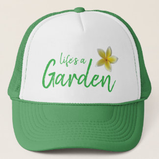 Levens Tuin Groene Hoed met Gele Plumeria Trucker Pet