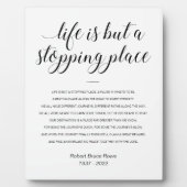 Levens zijn slechts een stopplaats Gedicht Herdenk Fotoplaat (Voorkant)