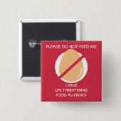 Levensbedreigende eierallergie, geen voer vierkante button 5,1 cm (Voorkant /achterkant)