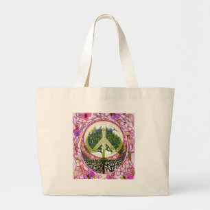 Levensbedreigende levensboom grote tote bag