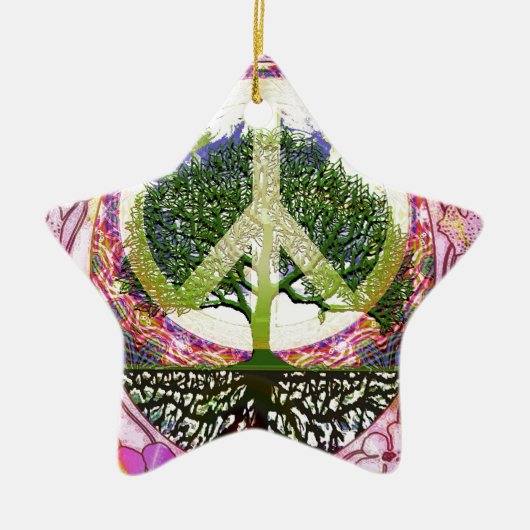 Levensbedreigende levensboom keramisch ornament (Voorkant)