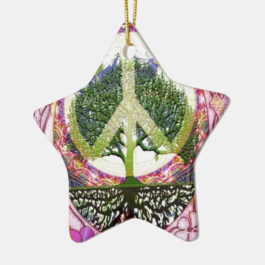 Levensbedreigende levensboom keramisch ornament (Links)