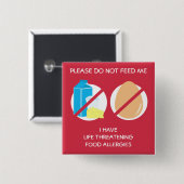 Levensbedreigende Melk en eierallergie Pin Vierkante Button 5,1 Cm (Voorkant /achterkant)