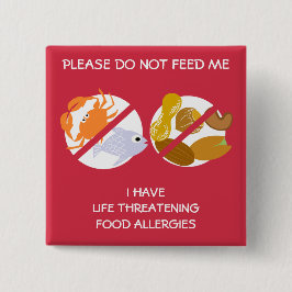 Levensbedreigende vissen en allergenen, vierkante button 5,1 cm