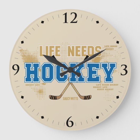 Levensbehoefte Hockey Man Cave Room Decor Grote Klok (Voorkant)