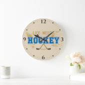 Levensbehoefte Hockey Man Cave Room Decor Grote Klok (Huis)