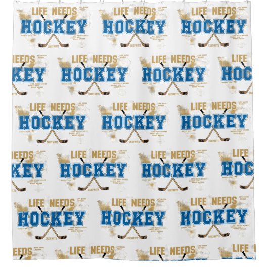 Levensbehoeften Hockey Bathroom Hockey Sticks Douchegordijn (Voorkant)