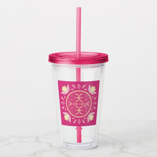 Levensbloem Acryl Drinkbeker (Voorkant)