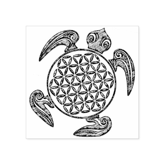 Levensbloem / Blume des Lebens - Schildpad Rubberstempel (Afrduk)