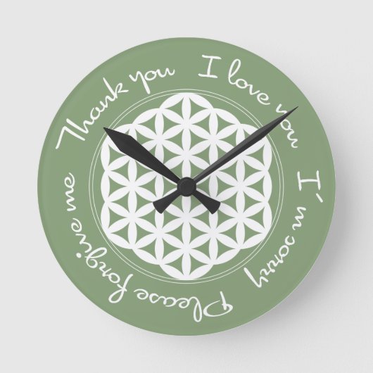 Levensbloem Ho'oponopono Ronde Klok (Voorkant)