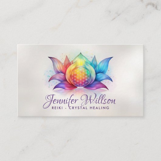 Levensbloem in lotusbloem - Waterverf Visitekaartje (Voorkant)