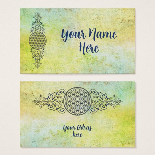 Levensbloem -  siergoud visitekaartje (Voorkant /achterkant)