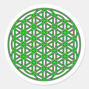 Levensbloem Single Green Ronde Sticker