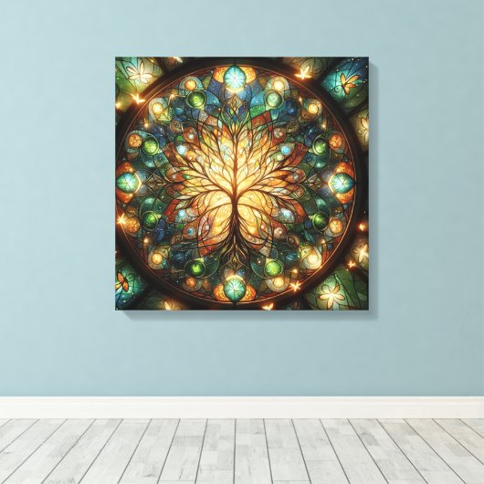 Levensboom 1 canvas afdruk (Insitu (Houten vloer))