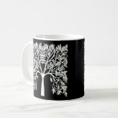 Levensboom #1 Wit op Zwart Koffiemok (Voorkant links)