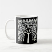 Levensboom #1 Wit op Zwart Koffiemok (Links)