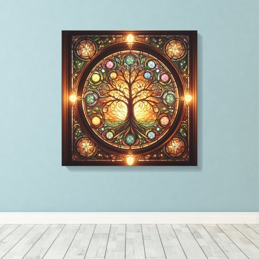 Levensboom 2 canvas afdruk (Insitu (Houten vloer))