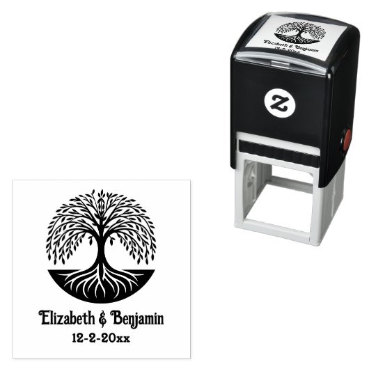 Levensboom #3 Koppel Namen Datum Zelfinktende Stempel (In situ)