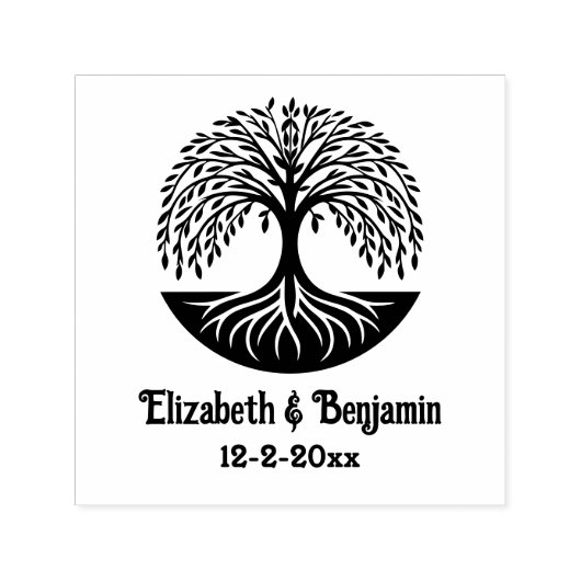 Levensboom #3 Koppel Namen Datum Zelfinktende Stempel (Design)