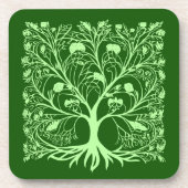 Levensboom #3 Licht- en donkergroen Bier Onderzetter (Voorkant)