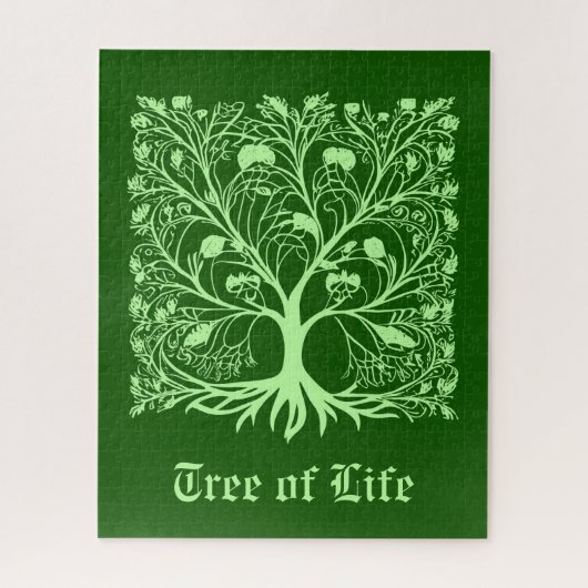 Levensboom #3 Licht- en donkergroen Legpuzzel (Verticaal)