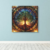 Levensboom 4 canvas afdruk (Insitu (Houten vloer))