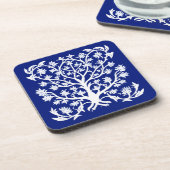 Levensboom #4 Wit en kobaltblauw Bier Onderzetter (Linkerzijde)