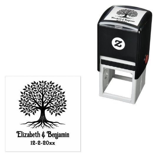 Levensboom #6 Koppel Namen Datum Zelfinktende Stempel (In situ)