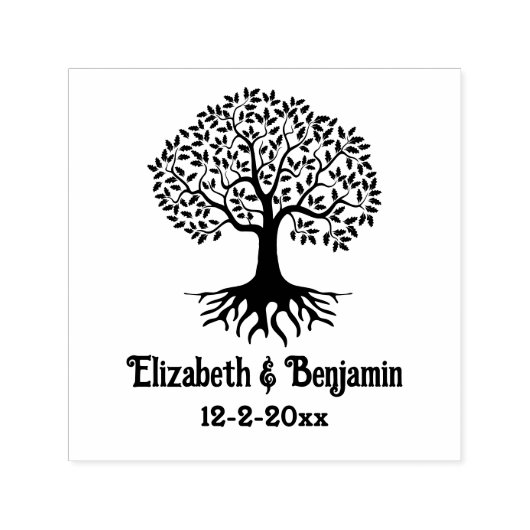 Levensboom #7 Koppel Namen Datum Zelfinktende Stempel (Design)