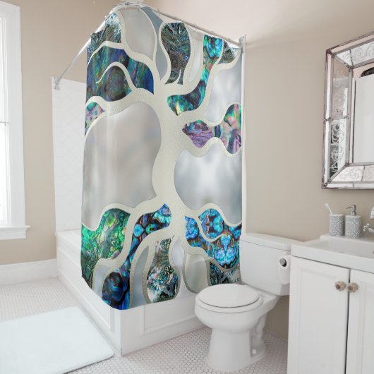 Levensboom - Abalone Shell en Pearl Douchegordijn (In situ)
