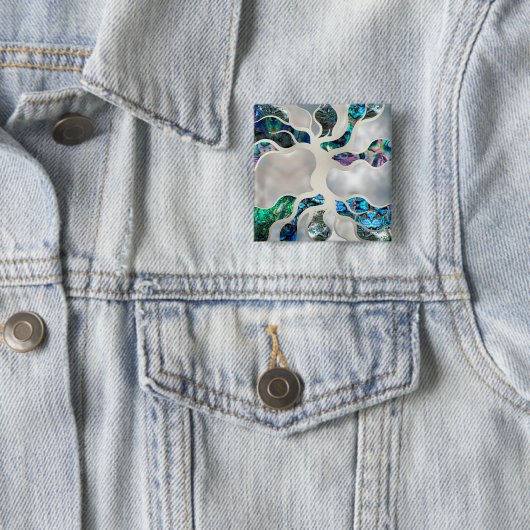 Levensboom - Abalone Shell en Pearl Vierkante Button 5,1 Cm (In situ)