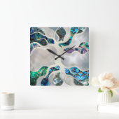 Levensboom - Abalone Shell en Pearl Vierkante Klok (Huis)