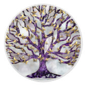 Levensboom - Amethyst en Butterflies Keramische Knop (Voorkant)
